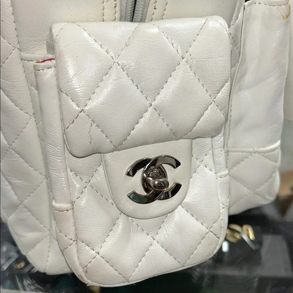 Chanel White and Black Quilted Backpack (Authentic!) - Picture 6 of 9